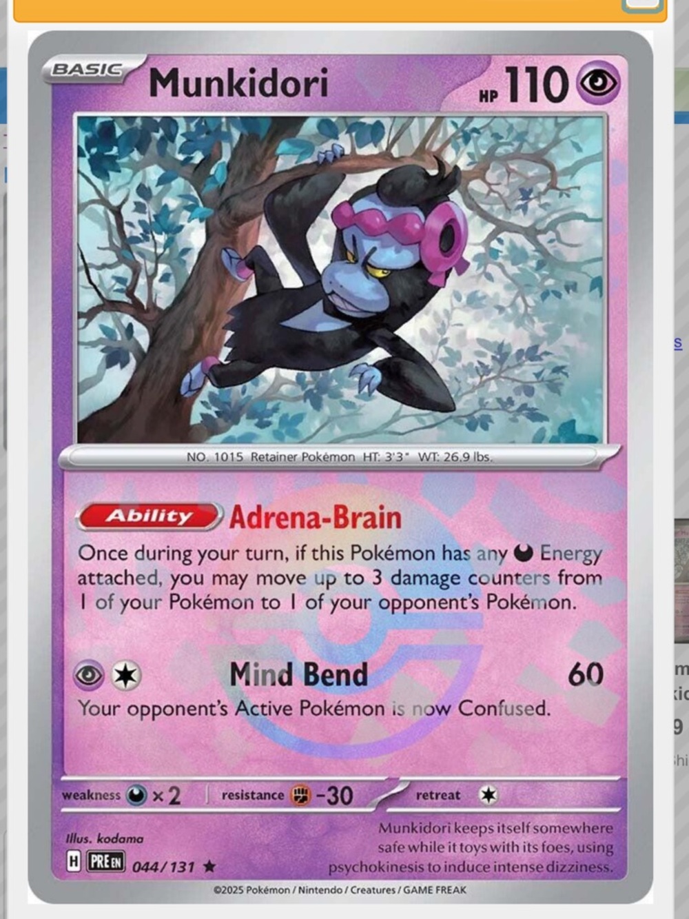 Munkidori [Poke Ball] #44 Pokemon Prismatic Evolutions